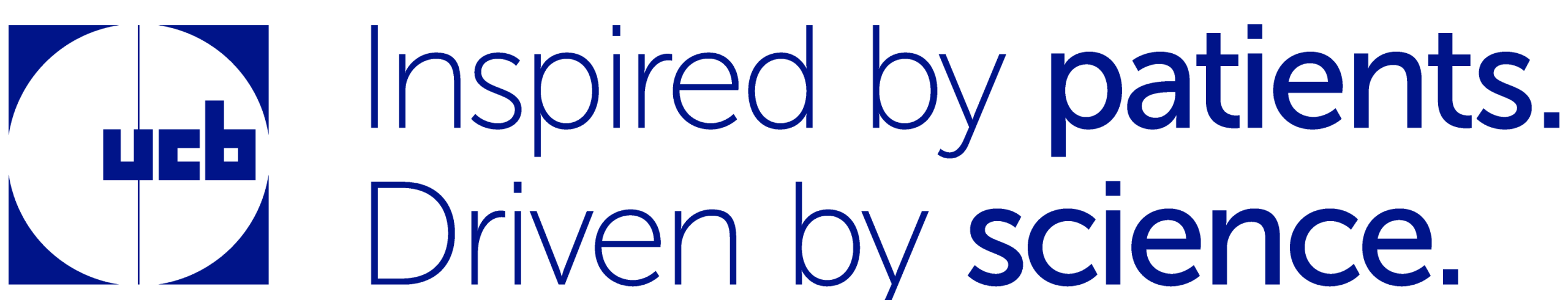 UCB logo with tagline Inspired by patients. Driven by science.